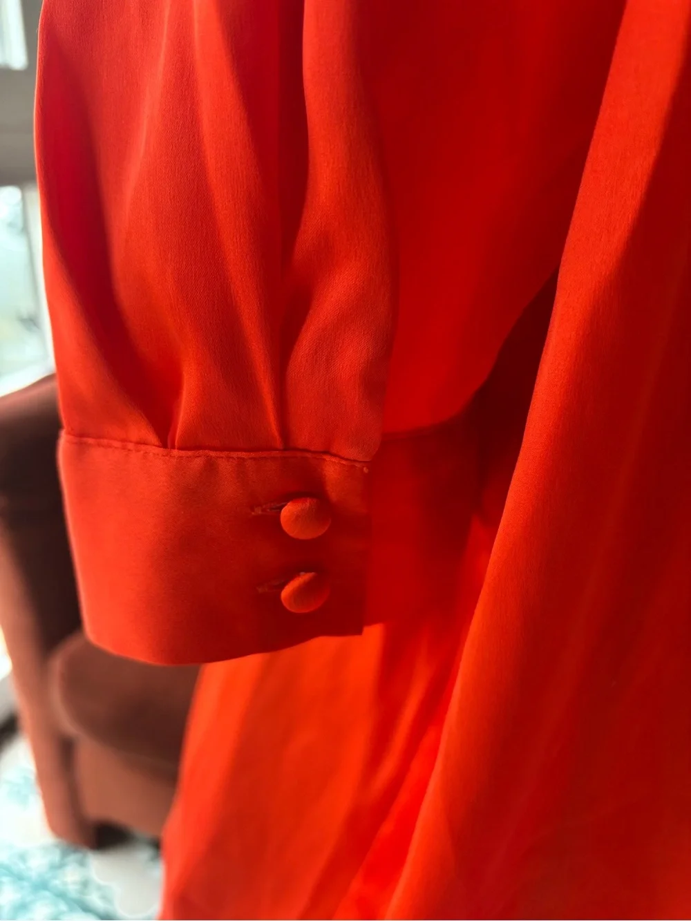 Worthington Bright Red Peasant Sleeve Blouse